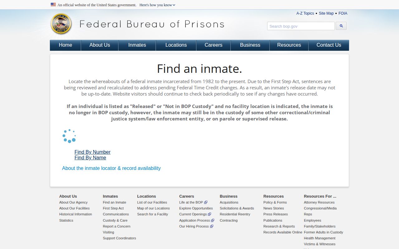 BOP federal release search for a Clinton County custody path