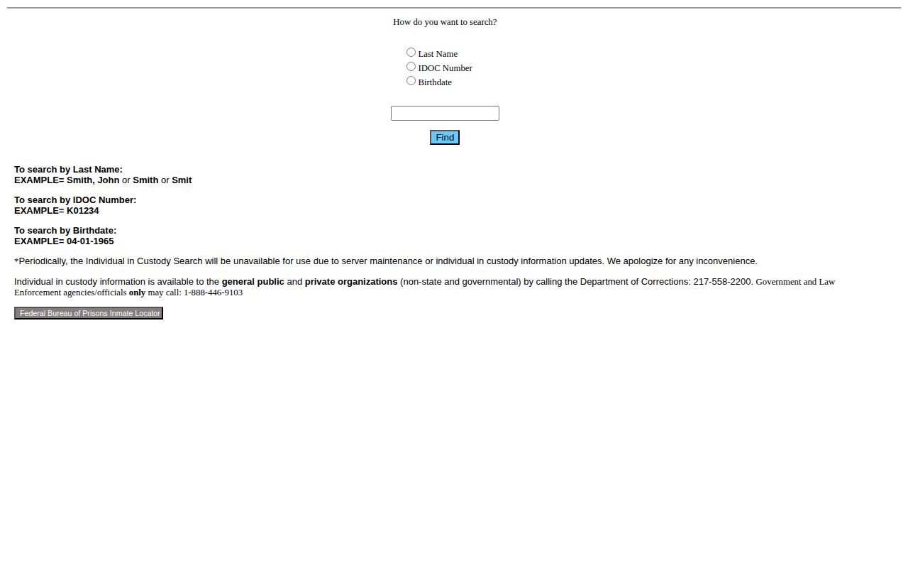 Clinton County released inmate lookup in the IDOC search